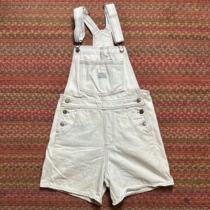 LEVIS LIGHT BLUE STRIPE OVERALL SHORTS